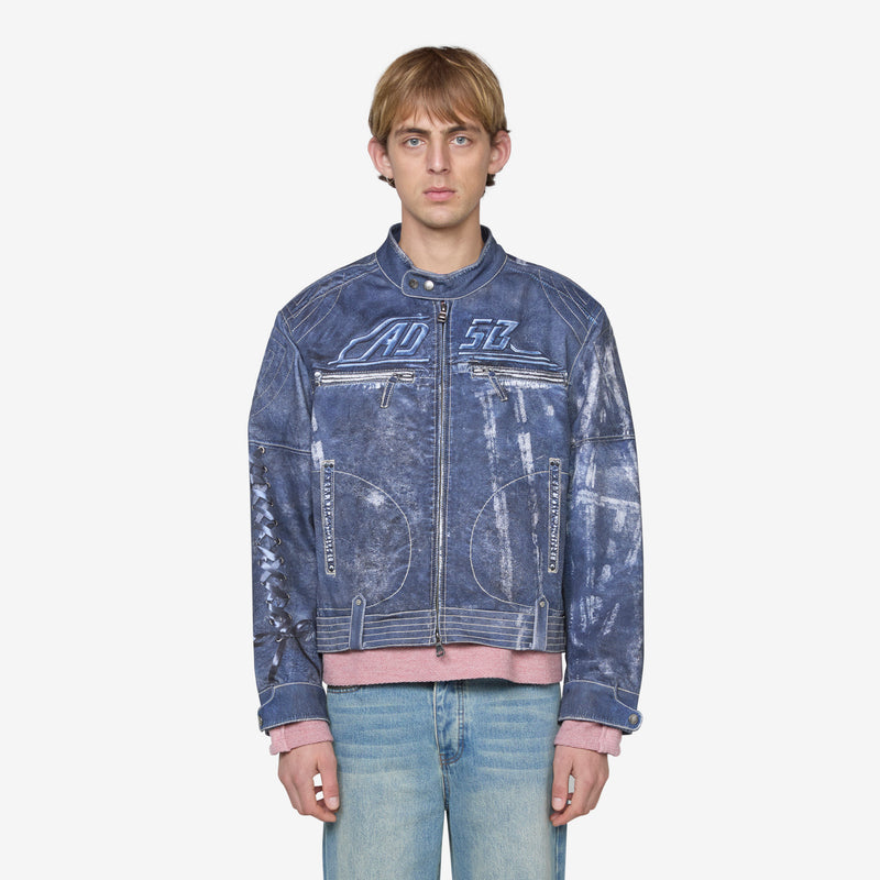 Zen Trompe L'oeil Rider Jacket Navy Jackets