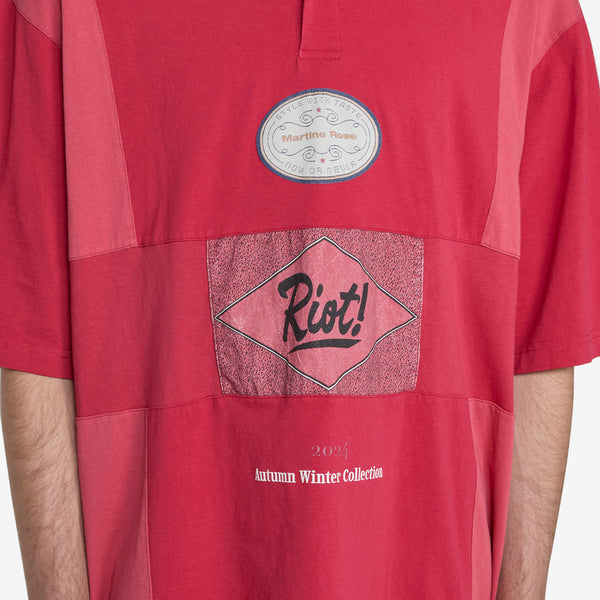 Oversized Panelled Polo Red Burgundy Flyer Shirts