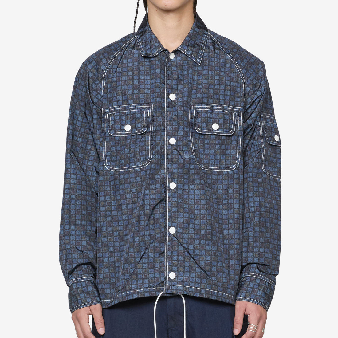 Sports SHT-JAC Nylon Print Navy Shirts