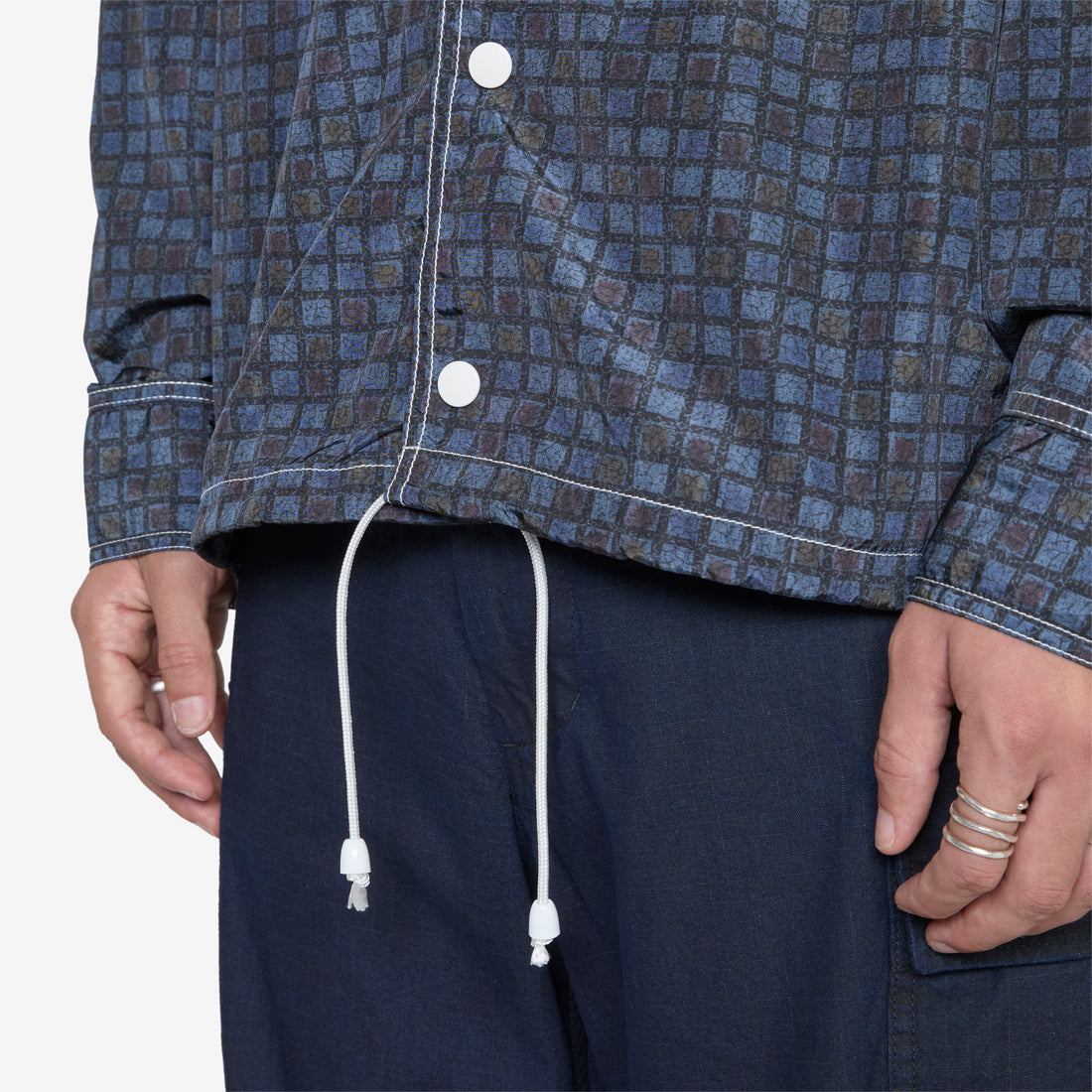 Sports SHT-JAC Nylon Print Navy Shirts