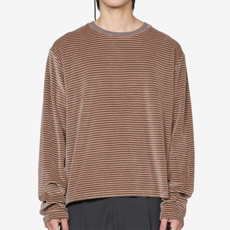 Striped Velvet Sweater Caramel