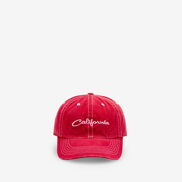 California Embroidered Cap Red Headwear