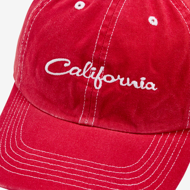 California Embroidered Cap Red Headwear