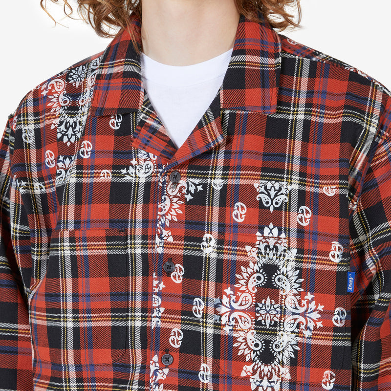 Paisley Printed Flannel Shirt Black