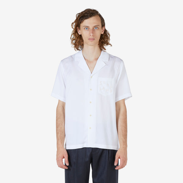 Orson Beaded Logo Shirt White
