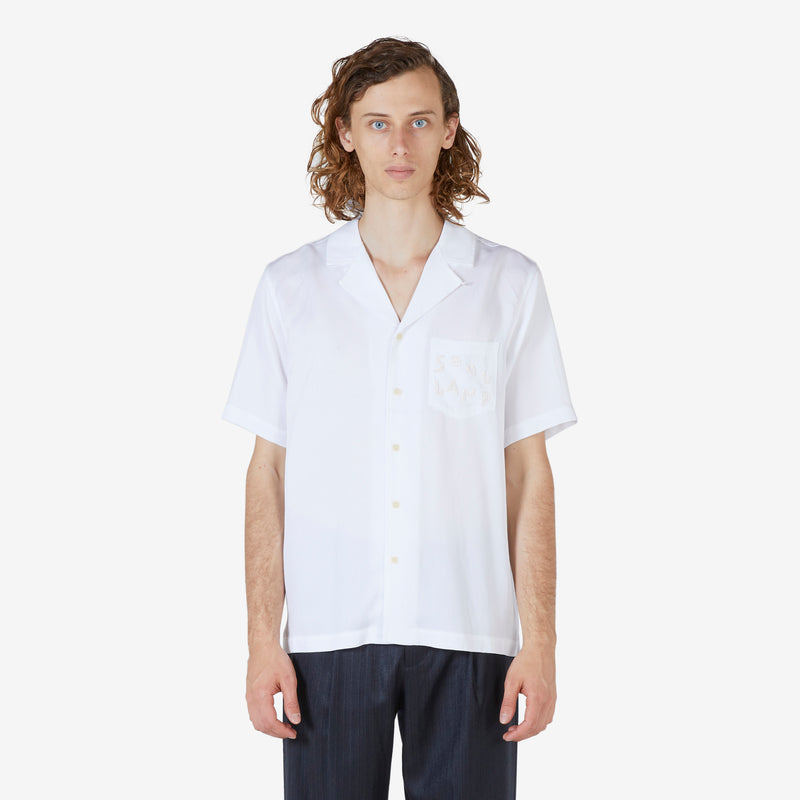 Orson Beaded Logo Shirt White