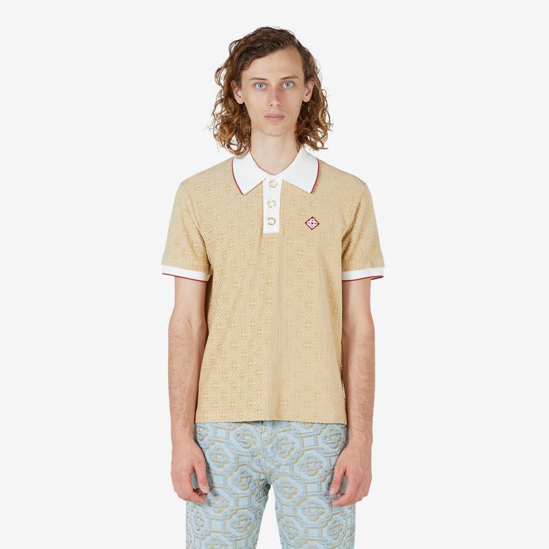 Monogram Velour Polo Taupe Shirts