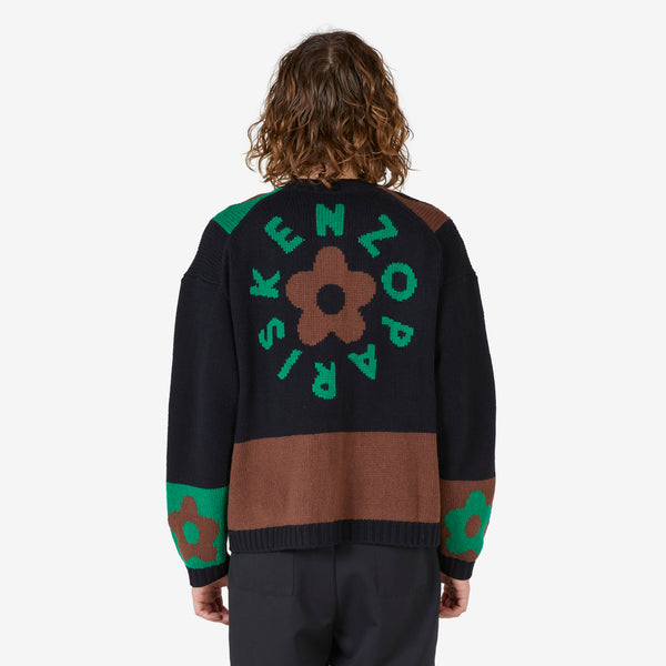 'Boke Flower Checkerboard' Cardigan Grass Green