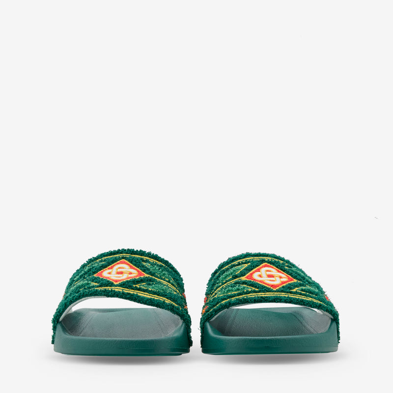 Embroidered Terry Slider Green