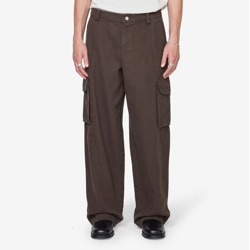 Cotton Cargo Trousers Dark Brown Pants