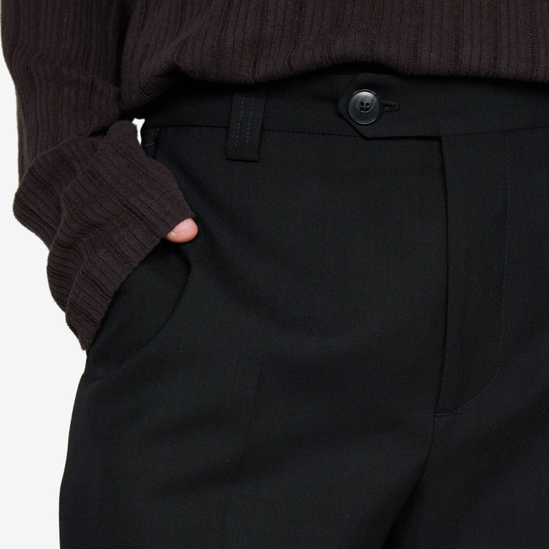 Study Trousers Black Tropical Wool Pants