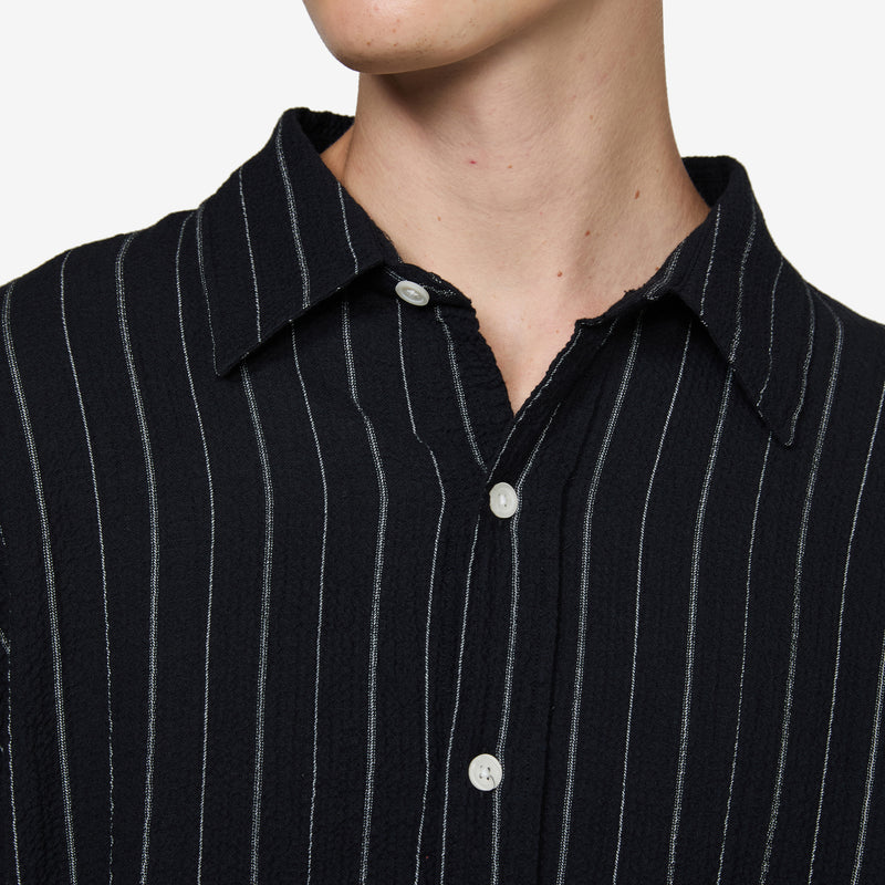 Vacation Shirt Black Textured Stripe Shirts