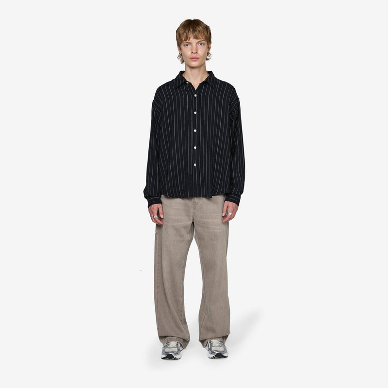 Vacation Shirt Black Textured Stripe Shirts