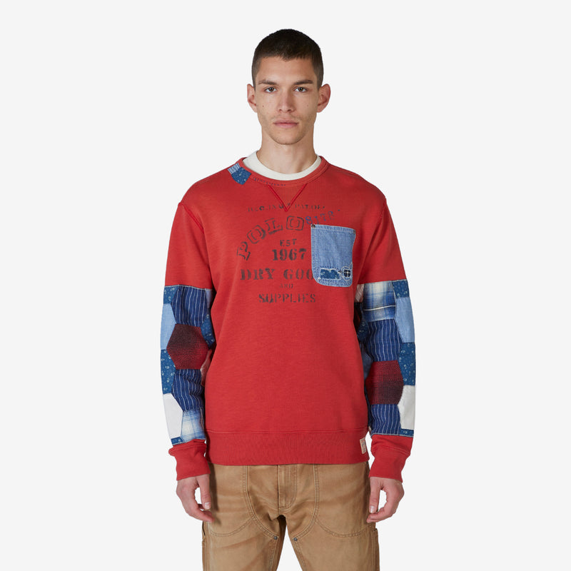 Patchwork Fleece Sweatshirt New Brick