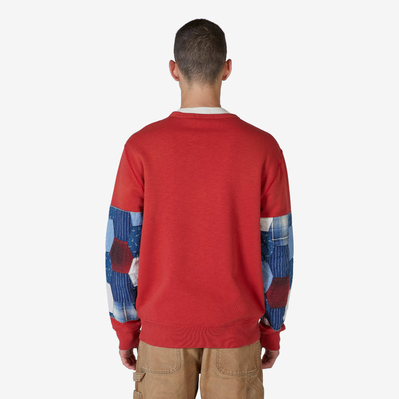 Patchwork Fleece Sweatshirt New Brick