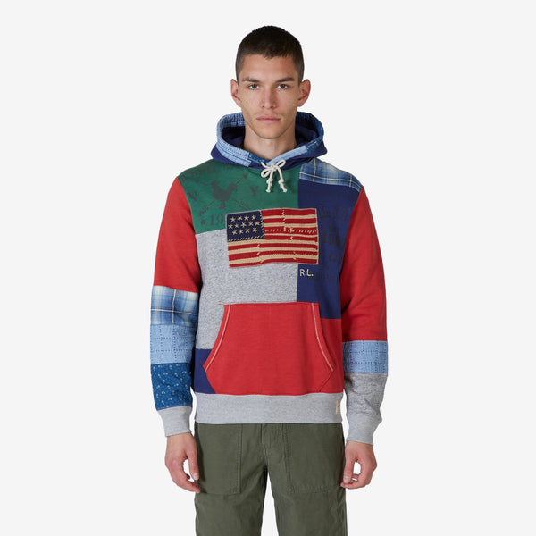 Flag Patchwork Fleece Sweater Vintage Salt And Pepper