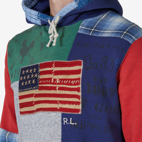 Flag Patchwork Fleece Sweater Vintage Salt And Pepper