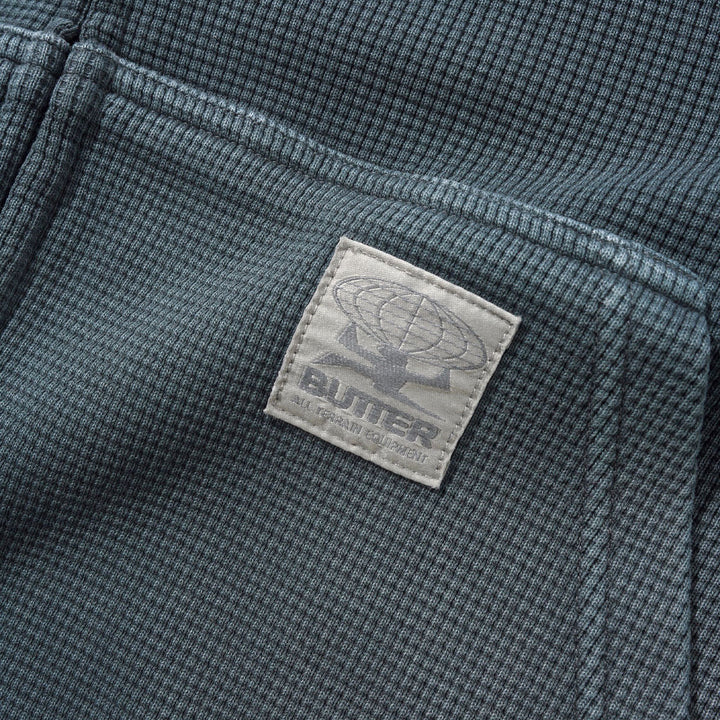 Faded Waffle Zip-Thru Hood Washed Black