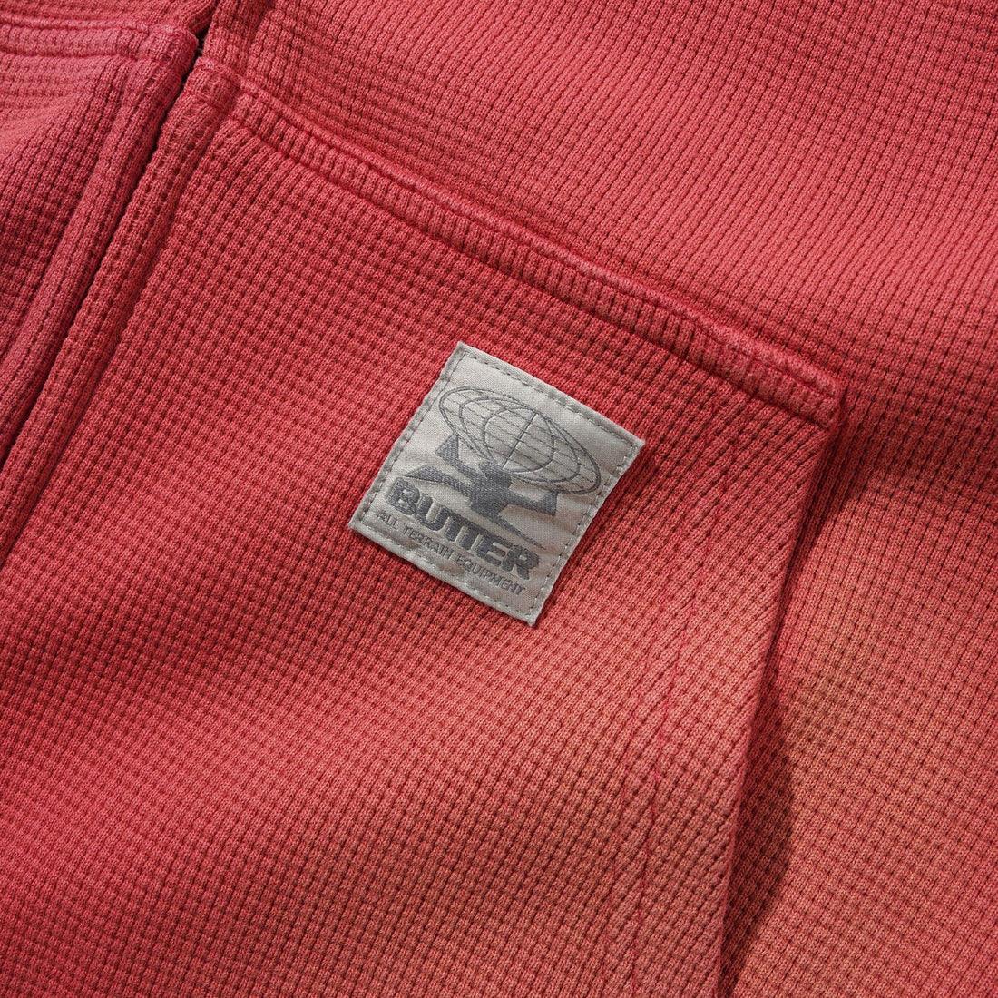 Faded Waffle Zip-Thru Hood Washed Red Jumpers