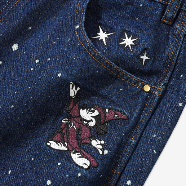 Fantasia Baggy Denim Jeans Dark Indigo Bleach Splatter