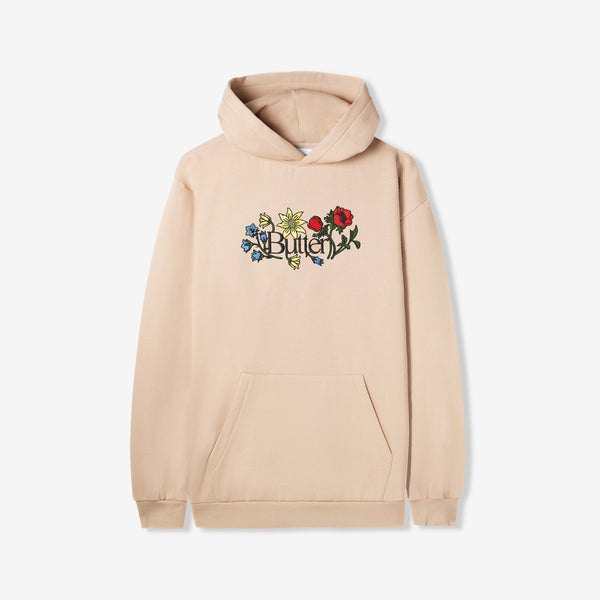 Floral Embroidered Pullover Hood Tan