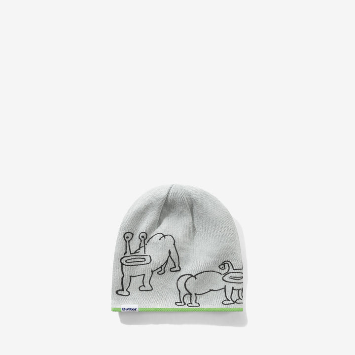 Daniel Johnston Frog Reversible Beanie Lime | Grey