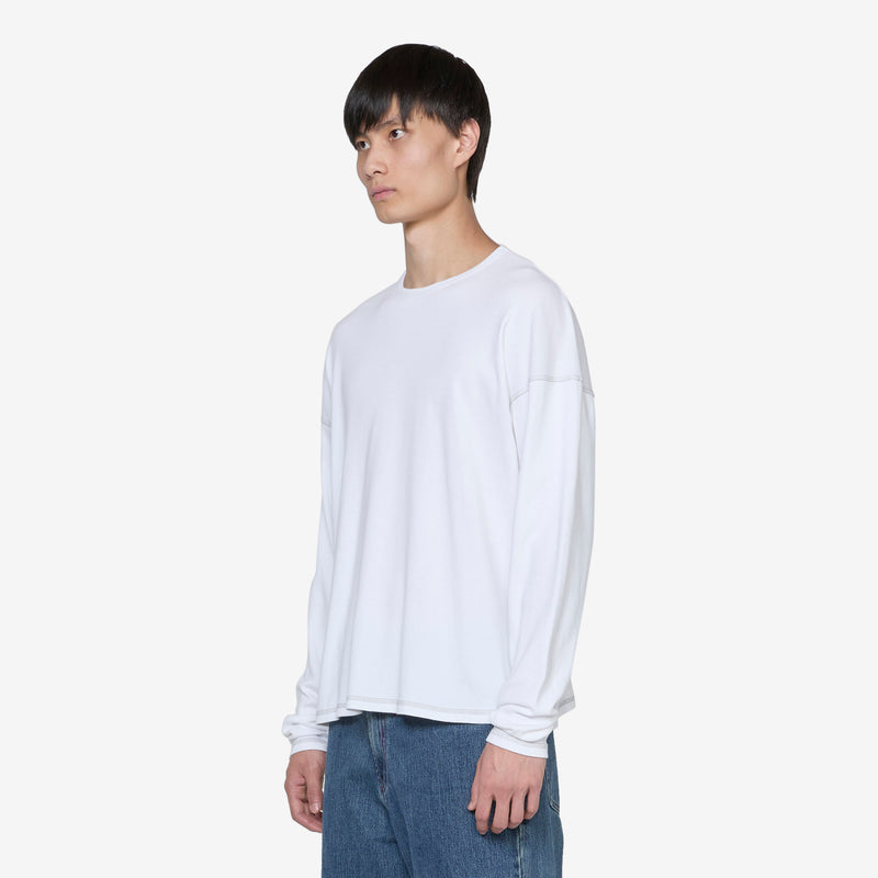 Heavy Rib Knit Longsleeve T-Shirt White