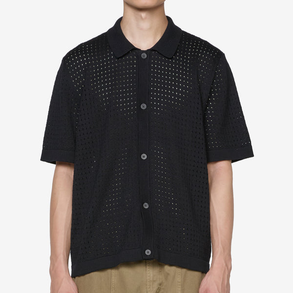 Pointelle Button Down Shirt Black