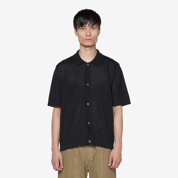 Pointelle Button Down Shirt Black Shirts
