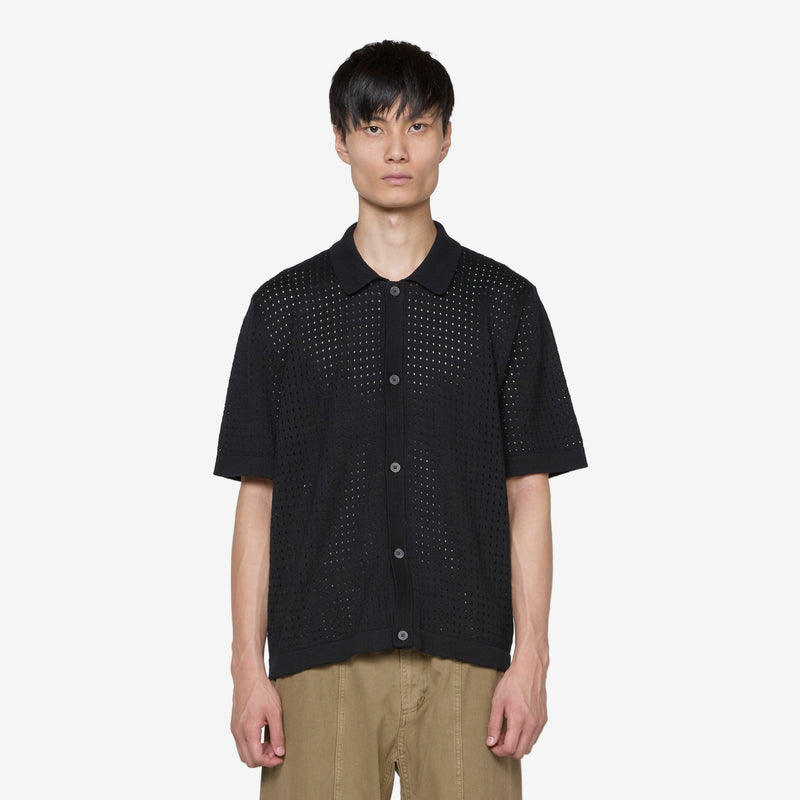 Pointelle Button Down Shirt Black