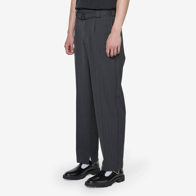 Pleated Suit Pant Charcoal Pinstripe