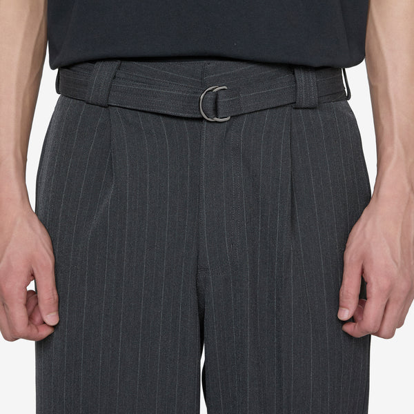 Pleated Suit Pant Charcoal Pinstripe
