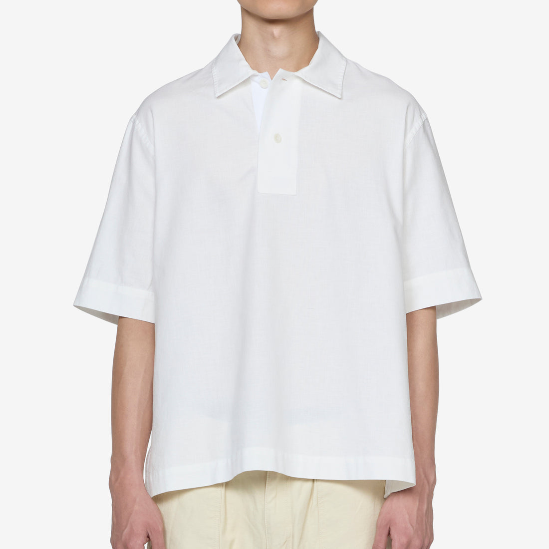 MHL. Offset Placket Polo White Shirts