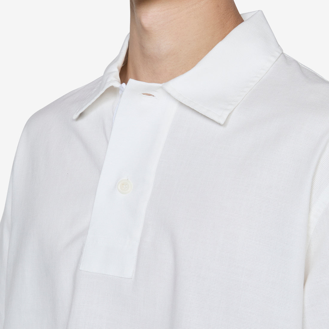 MHL. Offset Placket Polo White Shirts