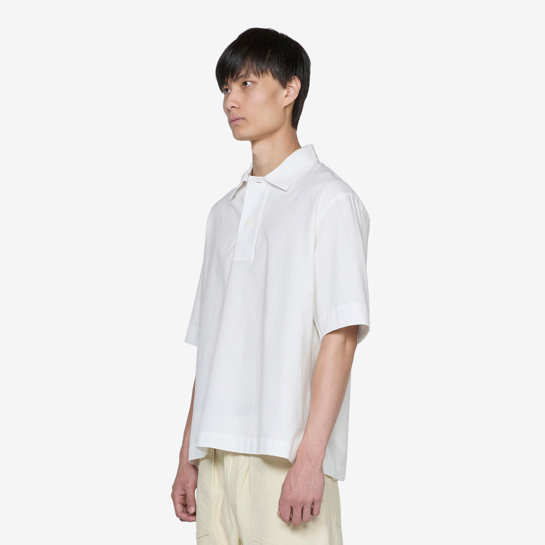 MHL. Offset Placket Polo White Shirts