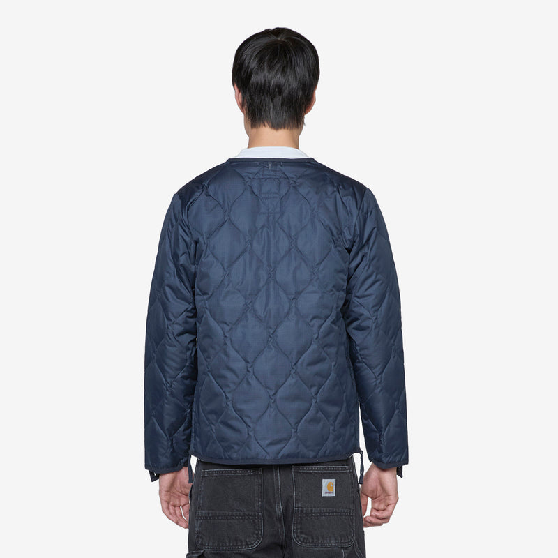 Military W-Zip V-Neck Down Jacket Dark Navy Jackets