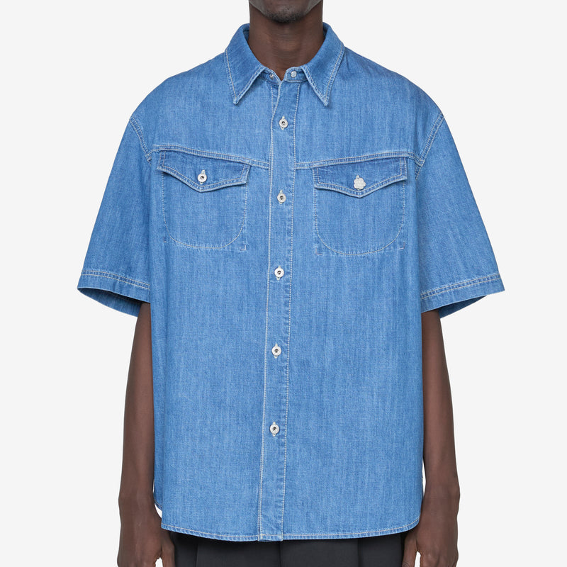 Short Sleeve Shirt Stone Bleached Blue Shirts