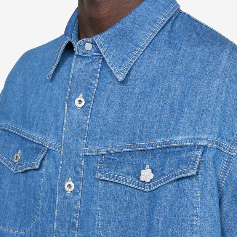 Short Sleeve Shirt Stone Bleached Blue Shirts