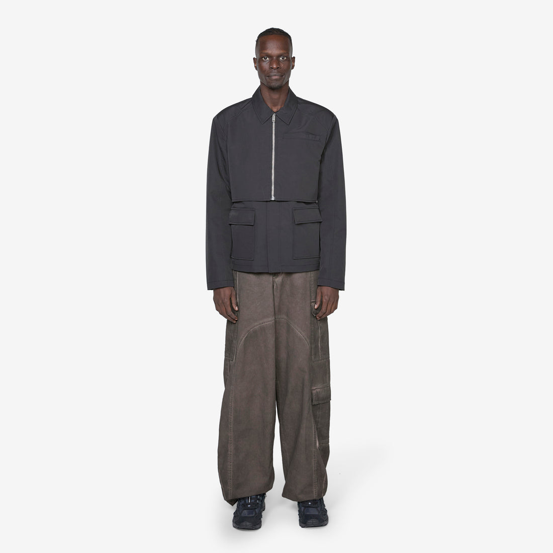 Washed Layered Boxy Jacket Black Jackets