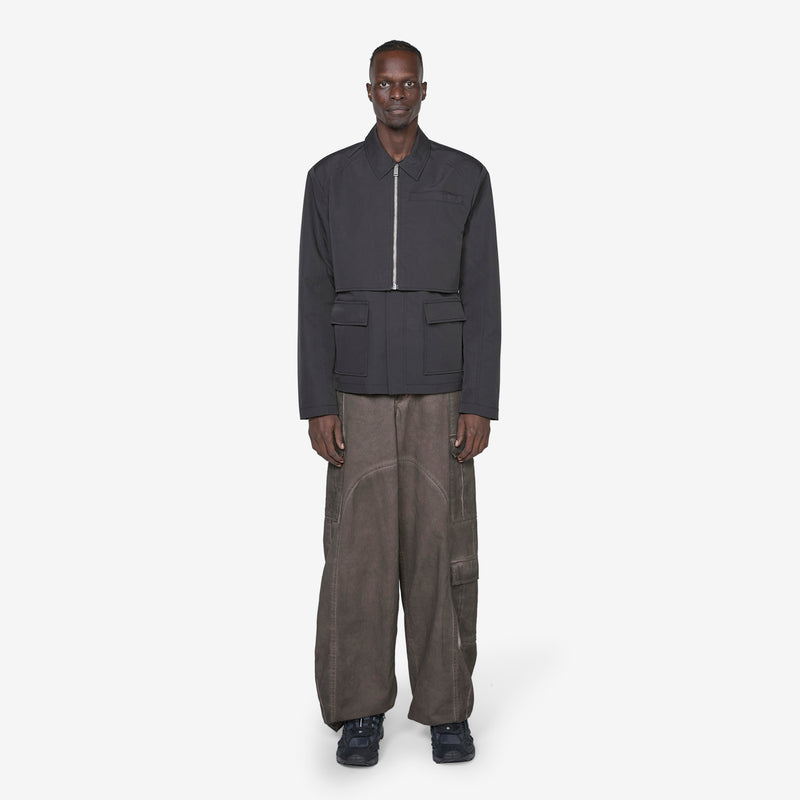 Washed Layered Boxy Jacket Black Jackets