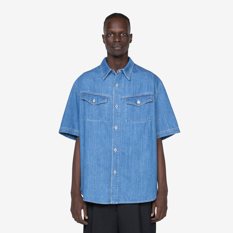 Short Sleeve Shirt Stone Bleached Blue Shirts