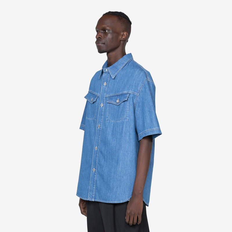 Short Sleeve Shirt Stone Bleached Blue Shirts