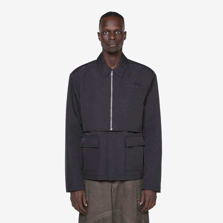 Washed Layered Boxy Jacket Black Front