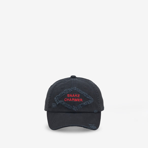 Distressed Snake Baseball Cap Anthracite Black Headwear