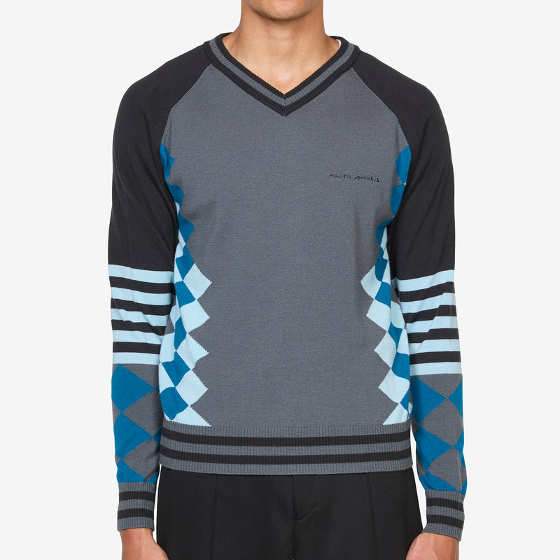 ASICS NOVALIS Laricoid Knit Jumper Anchor Grey | Sky Jumpers