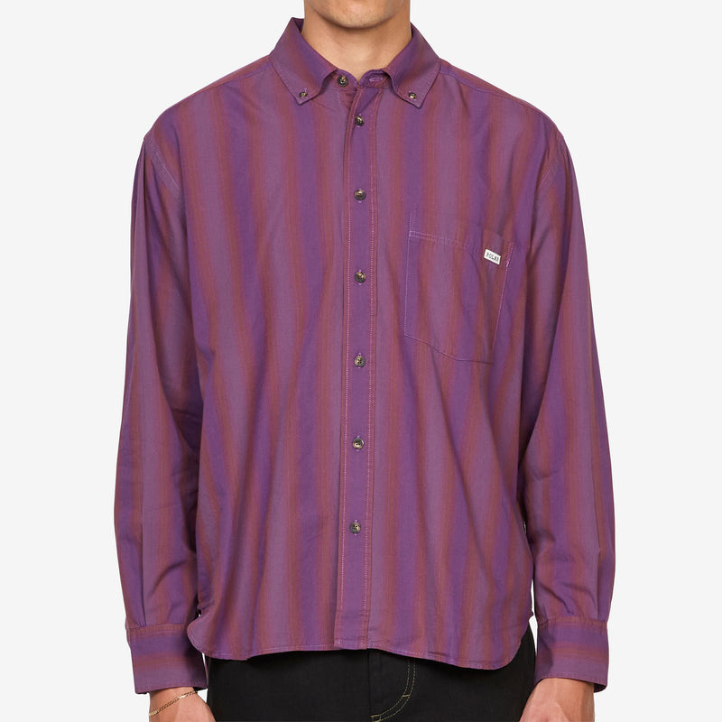 Ben Longsleeve Shirt Purple Stripe Shirts