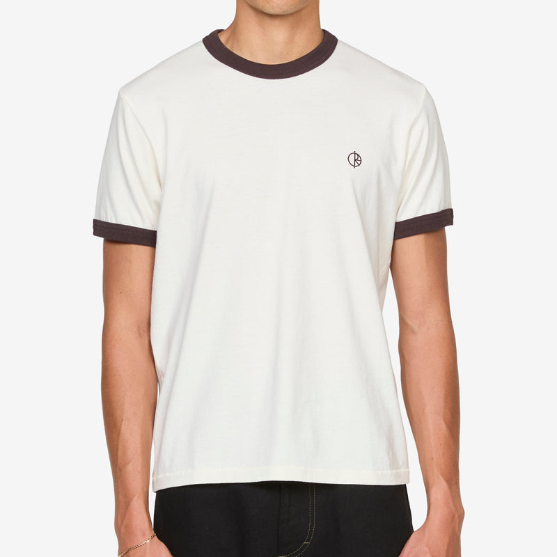 Ringer T-Shirt Ivory | Chocolate Tees