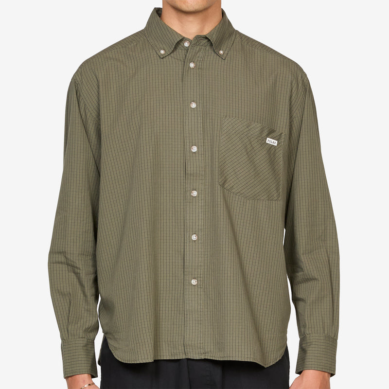 Ben Longsleeve Shirt Army Green Check Shirts