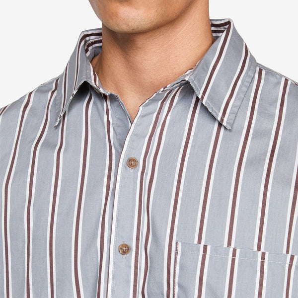 Hold Longsleeve Shirt Grey Stripes Shirts
