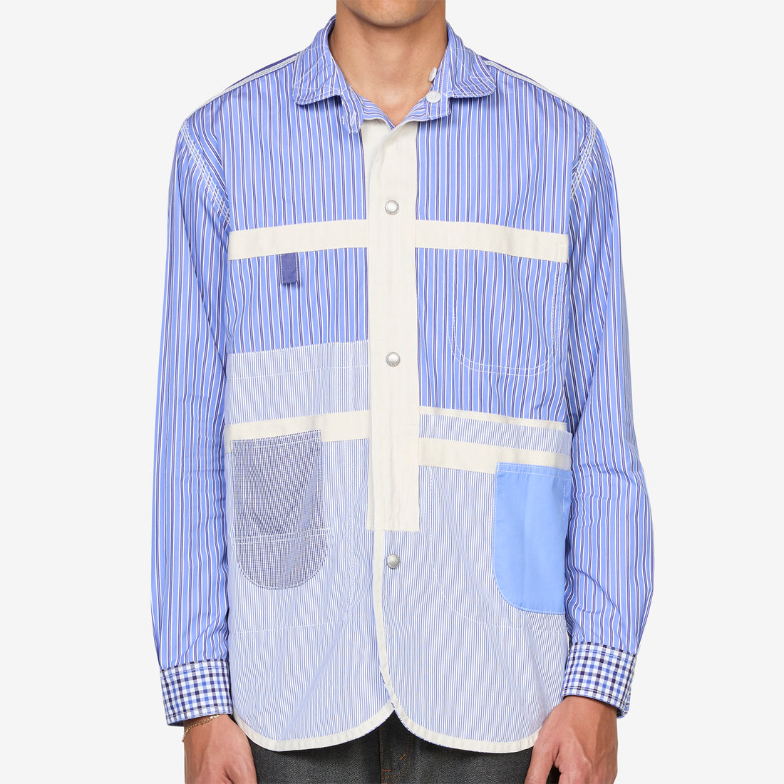 Reversible Patchwork Shirt Navy | Sax | White Mix Shirts